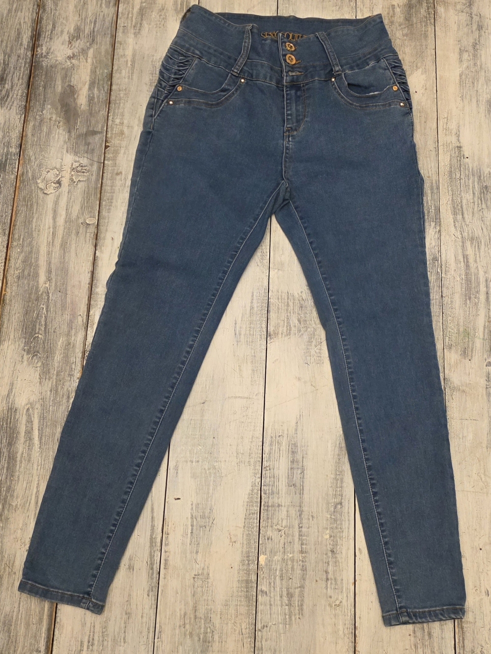 Sexy Couture Women's High-Rise Skinny Jeans in Dark Blue sz 17